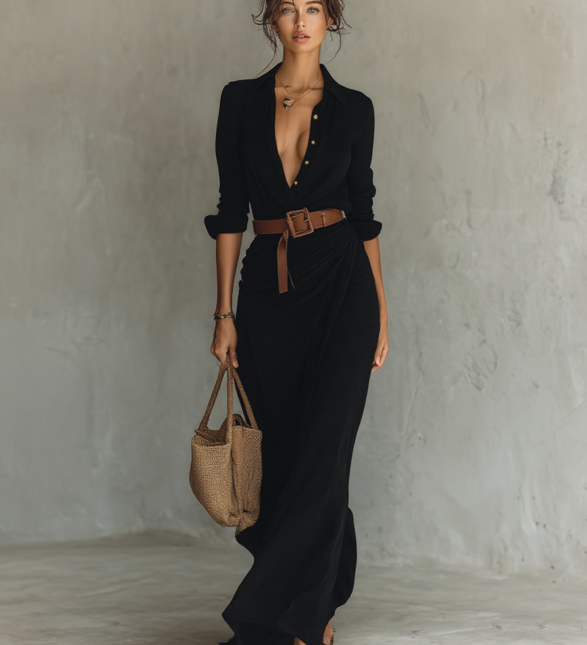 Dora | Elegantna maxi haljina s okruglim izrezom