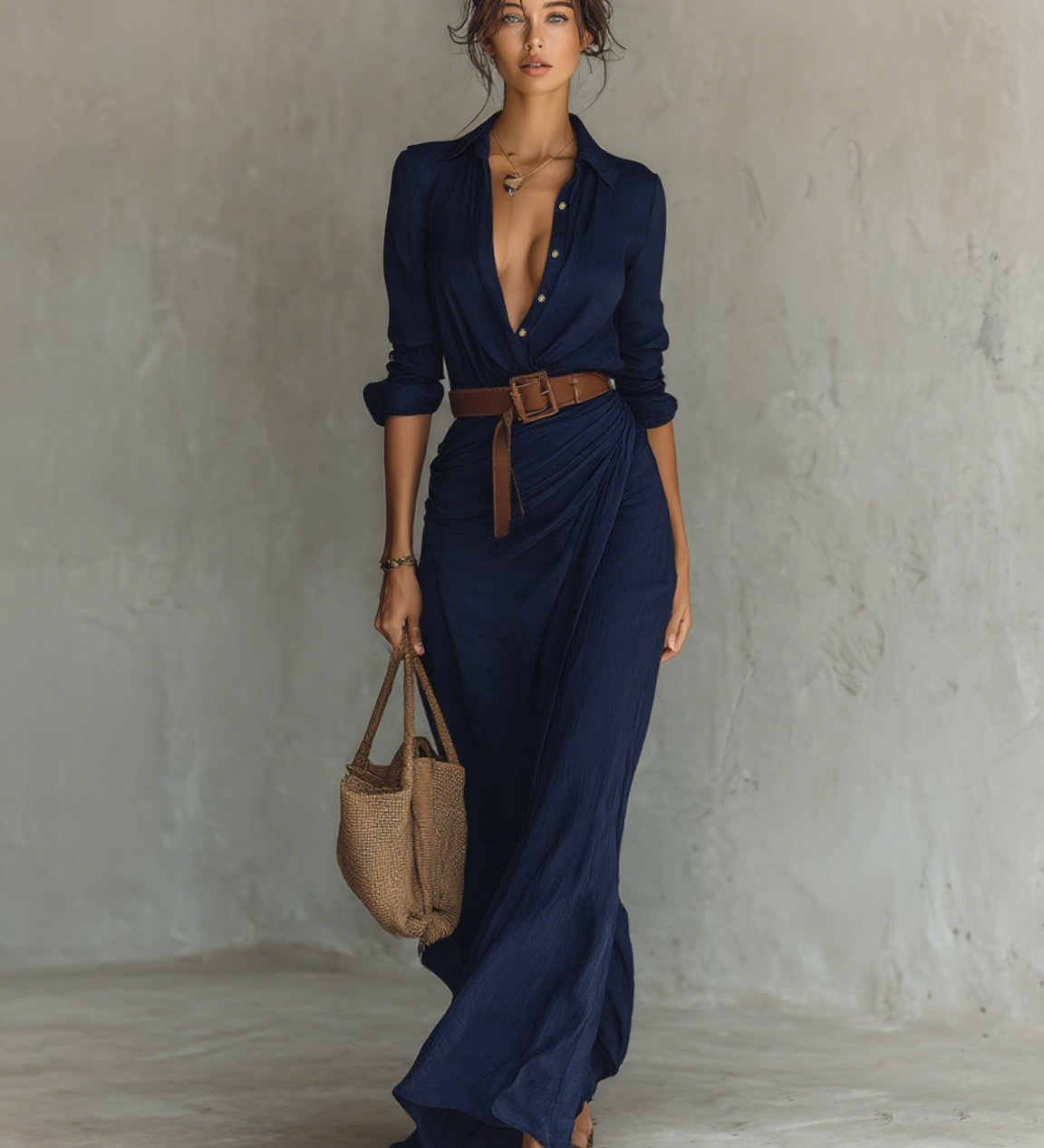 Dora | Elegantna maxi haljina s okruglim izrezom