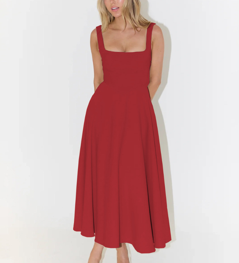 Elegantna Midi Haljina s Romantičnom Linijom
