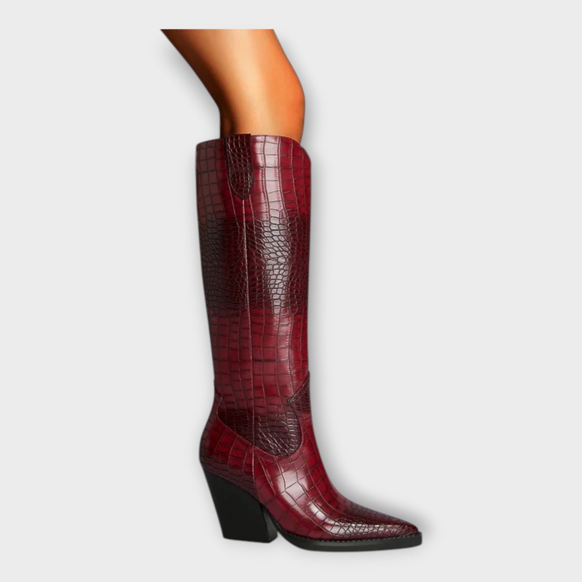 Lea - Čizme s Kroko Uzorkom i Elegantnom Petom